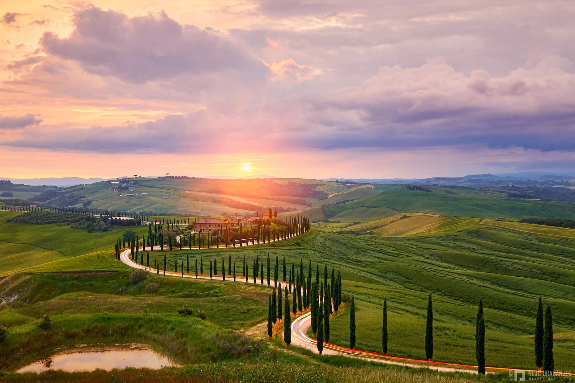 Tuscany sunset in Italy